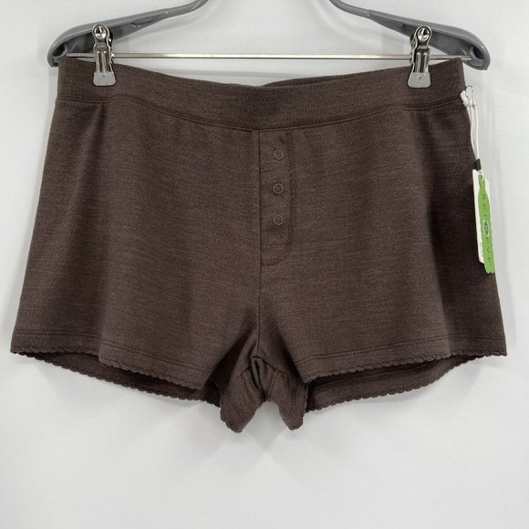 PJ Salvage Borrowed from the Boys Knit Pajama Shorts sz S Cocoa Brown RZBBS NWT - Picture 1 of 5